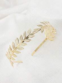1件女士波西米亚风金色合金发箍，饰有凯撒皇冠和树叶造型装饰，适合日常和派对佩戴，优雅的头饰，情人节配饰
