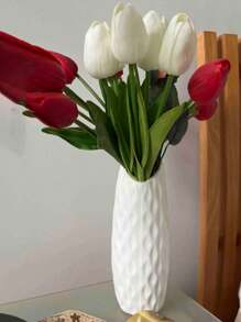 1pc Nordic Plastic Hydroponic Flower Pot Wall-Mounted Planter For Potted Plants Home Decor Vase - White - View 1