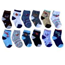 Kit 12 Pares Meia Infantil Estampadinha menino de criança A PRONTA ENTREGA - Azul - Visão 2