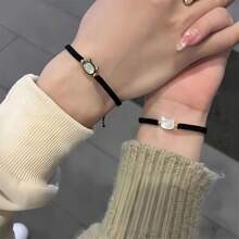 1 cái Của lột vỏ Dễ thương Đen Và Trắng Mèo Vòng tay bện Đối với phụ nữ Ins Tối giản Tay Dây bện Cặp đôi Qủa tặng Bạn Qủa tặng - Nhiều màu - Xem 3