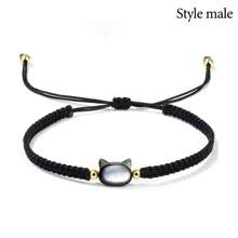 1 cái Của lột vỏ Dễ thương Đen Và Trắng Mèo Vòng tay bện Đối với phụ nữ Ins Tối giản Tay Dây bện Cặp đôi Qủa tặng Bạn Qủa tặng - Nhiều màu - Xem 9