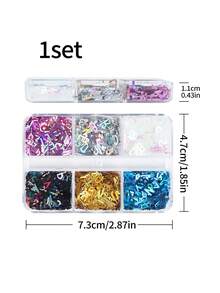 6格盒子包裝彩虹字母樹脂閃粉全息英文字母環氧樹脂填充材料,附帶矽膠模具用於珠寶製作diy - 彩色 - 查看 2