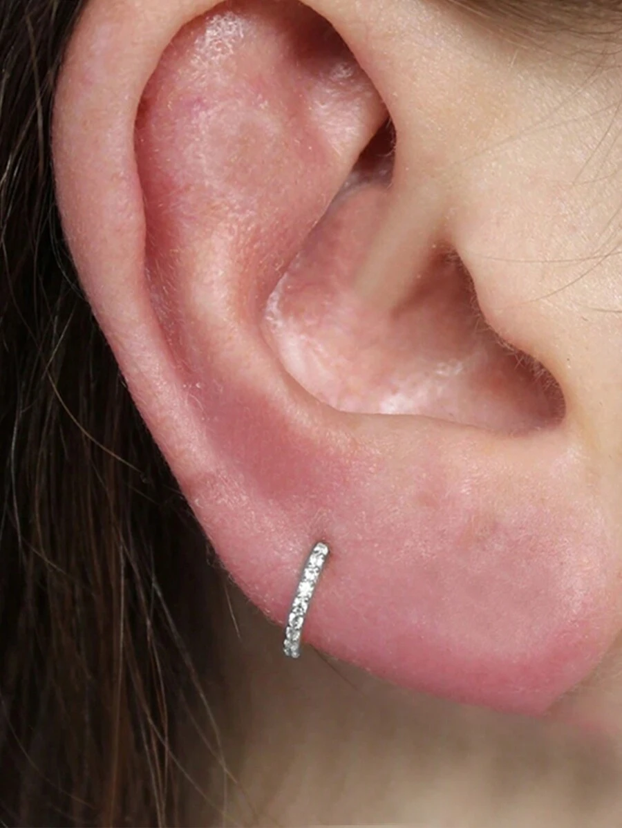 SereneSpark 1PC 925 Sterling Silver Classic Nose Ring Tiny And Light Helix Piercing Fine Jewelry Septum Cartilage Spiral Ear Tragus, Suitable For Women's Daily Wear - White - View 1