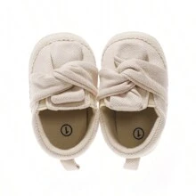 1雙扁平休閒布鞋,帶有蝴蝶結和帶子設計,適合春秋季節穿著 - 米色 - 查看 4