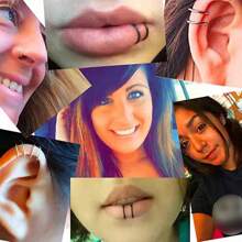 2入組女士無耳洞雙環耳環,無需穿孔,適用於日常穿戴、鼻環、唇環,圓頭不穿刺肌肉,電鍍不銹鋼,多色鼻環可選 - 10mm - 查看 3