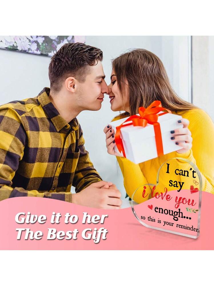 targa acrilica a forma di cuore (10 cm), regalo valentino per le coppie, decorazione a sorpresa per l'anniversario, targhetta da tavolo per e moglie, celebrazione dell'amore e del matrimonio - casa e