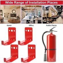 4pcs Universal Fire Extinguisher Bracket Hook, Wall Mounted Strong Hanger In Red (Includes 12 Screws And 12 Gaskets) - Red - View 6