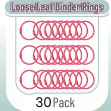 30pcs Multicolor Iron Loose Leaf Binder Ring With Cardholder Line, Diy Multifunctional Ring For Adult Students In Books, Desks, Calendars, Files - Hot Pink - View 3