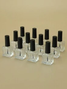 1入組10ml方形指甲油瓶（附帽和刷子）空妝樣品容器旅行便攜指甲油空玻璃瓶（可裝填）適用於修指甲和修腳甲 - 黑色 - 查看 3