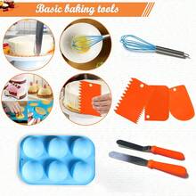 Cake Decorating Supplies Kit, 132pcs Baking Pastry Tools For Beginner, Spherical Mold, Cake Turntable Stand, 3 Russian Piping Nozzles, 48 Numbered Piping Tips, Angled Spatula, With Pattern Chart - Multicolor - View 7