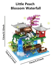 Weihnachtsdekoration Pfirsichblüten-Teich Micro Mini Bauklötzchen Set Chinesische berühmte Fabel Architekturmodell Wunderland Pfirsichblüten-Teich Bauklötzchen Spielzeug Selbstbau Dreidimensionales Puzzle zum Entspannen Heim Dekoration Ornament Geburtstagsgeschenk Einzelstück Raumdekoration