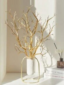 1pc/5pcs Glitter Gold Branches Plastic Artificial Fake Antler Shaped Tree Branch Small Decorative Plant Twigs Branch For Wedding Table Decor Baby Shower Party Supplies, Valentine Day, Gifts Birthday Graduation Home Decor Back To School Room Decor School Supplies Christmas Decorations Christmas