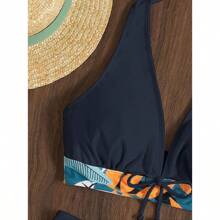 Traje de baño bikini para mujer, traje de baño dividido deportivo a juego de colores sexy para vacaciones en el extranjero europeo y americano