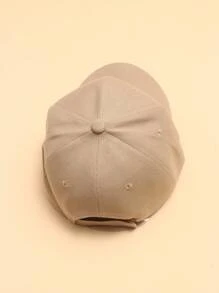 卡其色青少年棒球帽春秋戶外遮陽防曬鴨舌帽簡約純色戴個性大童帽子 - 卡其色 - 查看 3