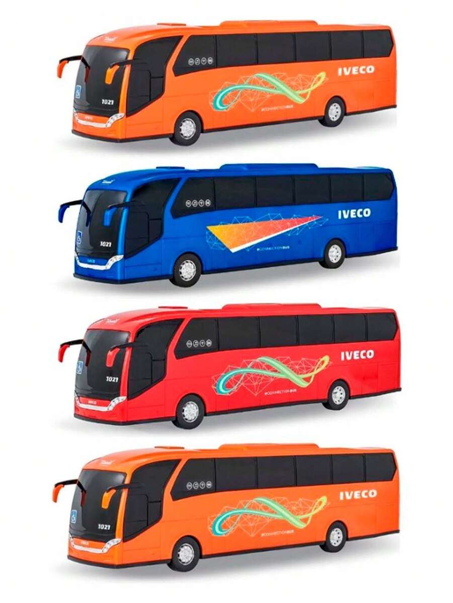 Kit 4 Onibus Brinquedo Miniatura Iveco Brinquedo Para Criança Cor: aleatório - Multicolorido - Visão 1
