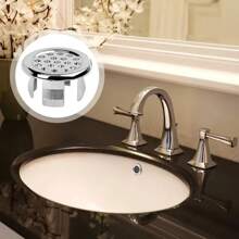 1pc Plastic Bathroom Kitchen Basin Sink, Overflow Cover Ring Insert Replacement, Chrome Hole Round Drain Cap, Basin Accessory