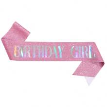 女生生日皇冠鑲嵌珠光賀生日腰帶,甜蜜16/18/21/25/30/40/50或其他任何生日派對的禮物 - 粉色 - 查看 1