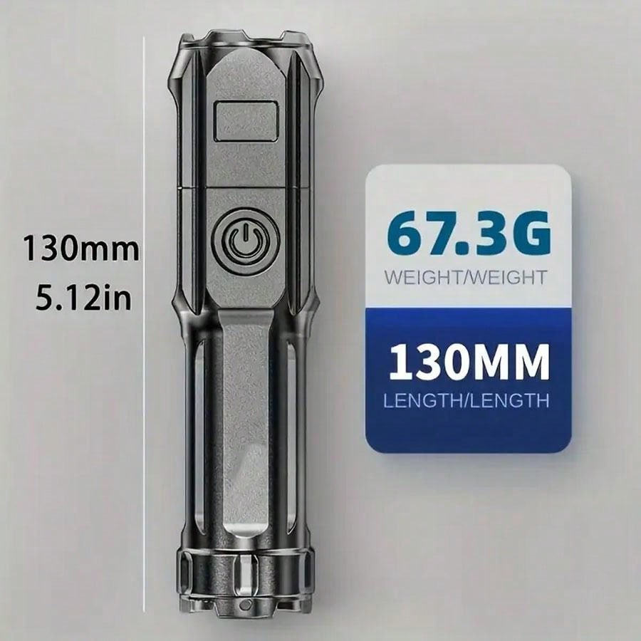 1pc Rechargeable Zoomable Flashlight, Small High Lumens Super Bright