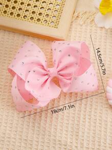 1入可愛粉色大蝴蝶結女童發夾,女孩子髮飾配件 - 粉色 - 查看 5
