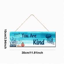 1個木製海底世界設計的牆藝品,藍色海洋和航海主題畫作裝飾,您可以選擇海龜、海星、海豚和珊瑚礁,是臥室和客廳的完美禮物和家居裝飾品 - 彩色 - 查看 2