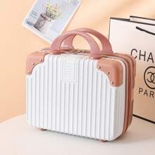 Portable 14 In Cosmetic Handbag, Lightweight Versatile Carry On Travel Luggage Bag, Suitcase Bag, 1pc Portable Cosmetic Bag, Women's Travel Toiletry Bag With Handle, Multifunctional Cosmetic Bag, Makeup Bag Women's Large Capacity Zipper, Bag For School School Accessories School Stuff - Gold - View 3