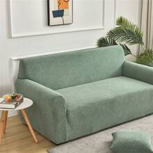1pc New Solid Color High Elasticity Jacquard Sofa Cover, Luxury Solid Color Universal Sofa Slipcover, Full Coverage One-Piece Sofa Cover For Living Room Home Use All Seasons - Green - View 10