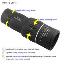 16x52 Adult Monocular Telescope With BAK-4 Prism And FMC Lens, Ideal For Bird Watching, Camping, And Hiking. - Black - View 6