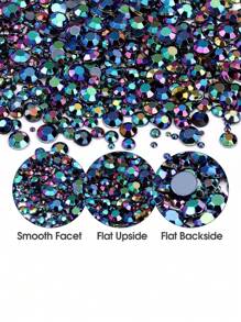 Diy珠寶套件,12個隔層,大約有2000顆扁底圓形鑽石 - 黑色 - 查看 1