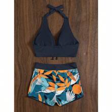 Traje de baño bikini para mujer, traje de baño dividido deportivo a juego de colores sexy para vacaciones en el extranjero europeo y americano
