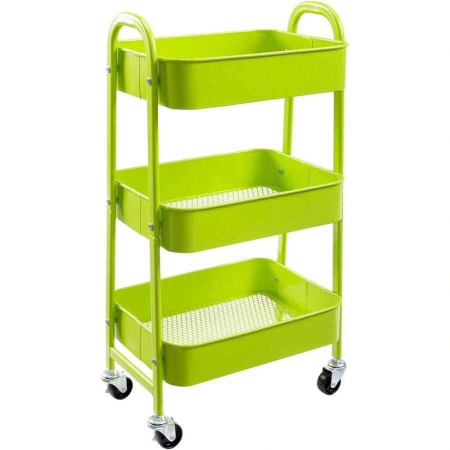 Debao Makeup Cart, Movable Rolling Organizer Cart, 3 Tier Metal Utility Cart, Reseda