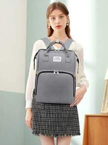 Mochila Pañales Cuna Impermeable Multifunción Para Bebe Portátil - Gris - Ver 2