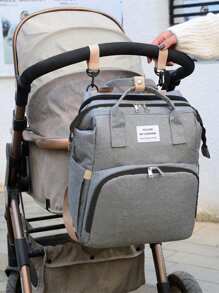 Mochila Pañales Cuna Impermeable Multifunción Para Bebe Portátil - Gris - Ver 9