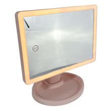 FD Makeup Mirror With LED Lights, 180 Degree Free Rotation, Adjustable Brightness Touch Screen, USB Rechargeable - Pink - View 4