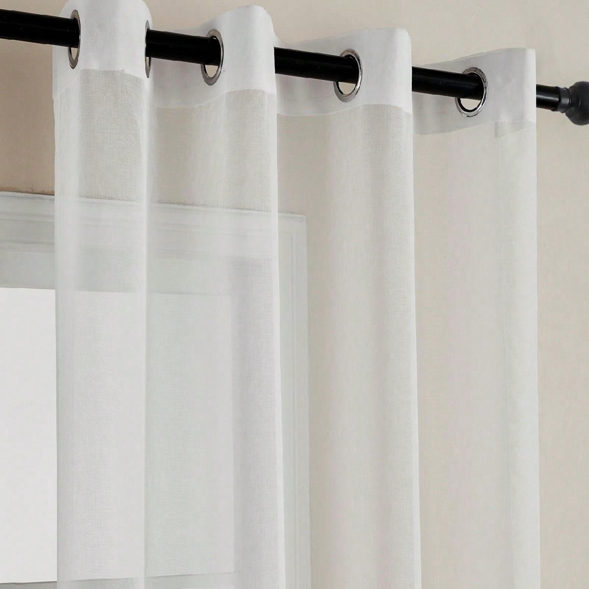 Pieza Cortina de voile semitransparente, decoración del hogar con sujetadores, tratamiento de ventana elegante, filtración de luz, adecuado para cor