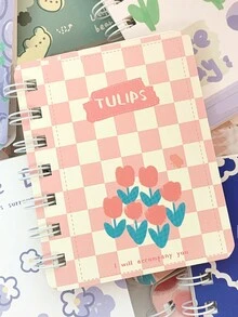 1pc Random Mini Portable Pocket Notebook, Vintage Floral Cute Small Notebook, A7 Size, 80 Pages, Cute Stationery, Scrapbook Diary, Suitable For Students - Pink - View 3