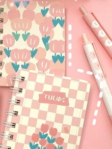 1pc Random Mini Portable Pocket Notebook, Vintage Floral Cute Small Notebook, A7 Size, 80 Pages, Cute Stationery, Scrapbook Diary, Suitable For Students - Pink - View 8