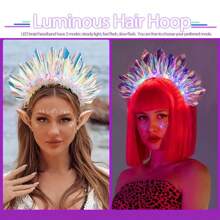 發光頭箍led光韻髮箍激光發光髮絲帶閃亮頭飾節日狂歡夜店服裝派對髮飾,女士和女孩 - 彩色 - 查看 4