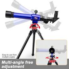 兒童天文望遠鏡,帶有 3 個目鏡、指南針和桌面三腳架,便攜式折射望遠鏡,完美的莖太空玩具禮物,非常適合月球觀測和天文學初學者 - 藍色 - 查看 6