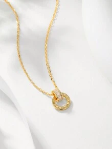 1 Miếng Châu âu Kiểu Mỹ Ánh sáng sang trọng Bạc 925 Chất liệu Vòng đôi Vòng cổ dây  Với Chữ số La Mã Vật rủ xuống , Đối với Của phụ nữ Hằng ngày , Ngày , Lễ hội hóa trang Qủa tặng - Vàng - Xem 2