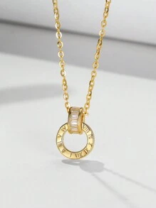 1 Miếng Châu âu Kiểu Mỹ Ánh sáng sang trọng Bạc 925 Chất liệu Vòng đôi Vòng cổ dây  Với Chữ số La Mã Vật rủ xuống , Đối với Của phụ nữ Hằng ngày , Ngày , Lễ hội hóa trang Qủa tặng - Vàng - Xem 1