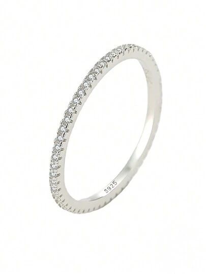 Anillo De Plata Esterlina Con Decoración De Cúbico, Joyería Nupcial De Compromiso Y Bodas