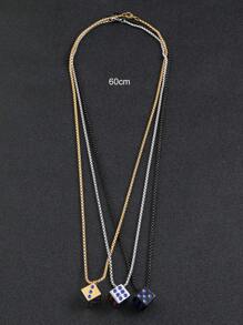 1件不鏽鋼金色骰子造型男士時尚設計吊墜項鍊，適合日常搭配或送禮 - 骰子 - 查看 3