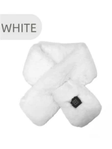 1套冬季電暖絨頸巾,帶usb連接器,不包括電源銀行,可機洗,防水充電口,仿兔毛,充電容易,保暖加熱披肩,冬季旅行必備品 - 白色 - 查看 1