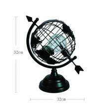 1pc Creative Led Earth Globe Shaped Lamp, Desktop Decoration Light With Rotating Function For Office, Bedroom, Living Room, Birthday Gift, Handmade Night Light - Black - View 4
