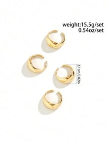 4 Piezas Conjunto De Anillos De Moda Vintage Con Diseño Recortado Redondo Geométrico Para Mujeres, Adecuado Para Fiestas Y Uso Diario, Ideal Como Regalo Para Festivales