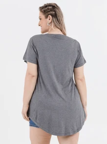 Plus Size Blouses - אפור כהה - ראה 4