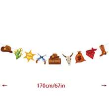 西部牛仔主題生日派對裝飾：帶有字母印花和牛仔圖案的生日快樂橫幅和蛋糕裝飾 - 西部牛仔主題 - 查看 4