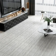 1pc Thick Pvc Self-Adhesive Waterproof Marble Tile Sticker, Suitable For Living Room, Bathroom, Kitchen, Home Floor Decoration - Light Grey - View 1