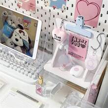 Ins Trắng Lỗ Tấm bảng Giá lưu trữ máy tính để bàn Học sinh Bàn Văn phòng phẩm Đồ trang trí Giá lưu trữ - trắng - Xem 5