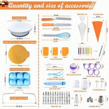 Cake Decorating Supplies Kit, 132pcs Baking Pastry Tools For Beginner, Spherical Mold, Cake Turntable Stand, 3 Russian Piping Nozzles, 48 Numbered Piping Tips, Angled Spatula, With Pattern Chart - Multicolor - View 5
